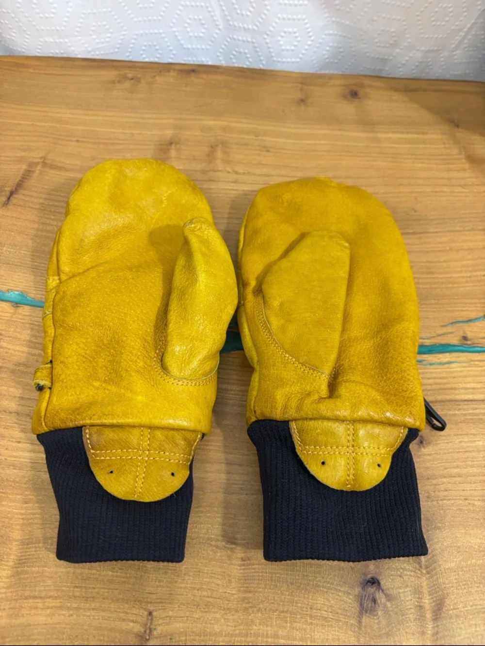 FlyLow Leather Ski Winter Mitten Style Gloves - Unisex Medium -